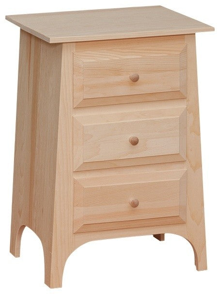 [20 Inch] 3 Drawer Slant Nightstand (unfinished)