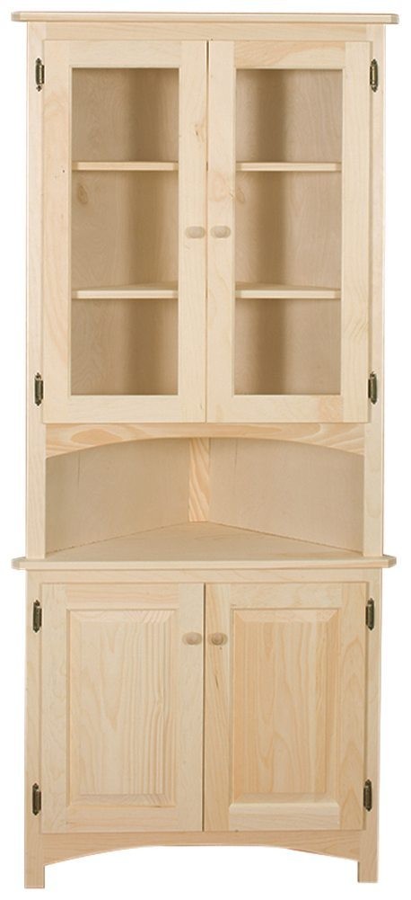 Corner Hutch with Glass Doors (unfinished)