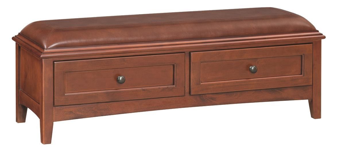 McKenzie 2 Drawer Bench (glazed antique cherry)