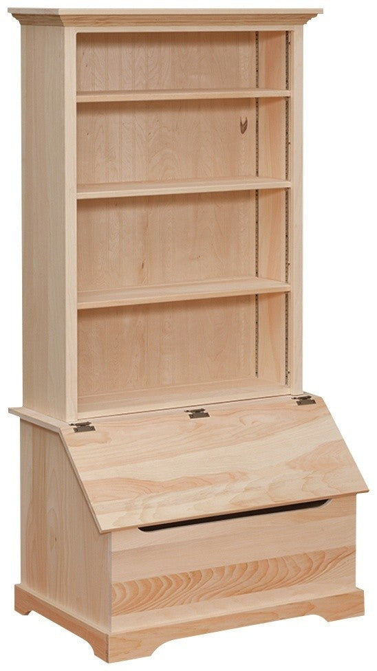 [35 Inch] Bookshelf with Slant Front Storage Box (unfinished)