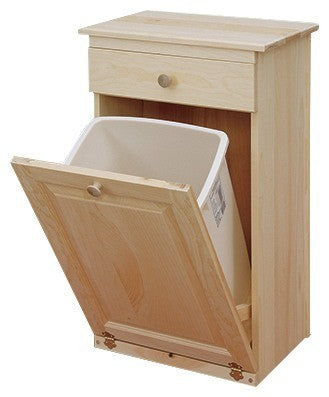 Trash Bin with Drawer (unfinished, opened)