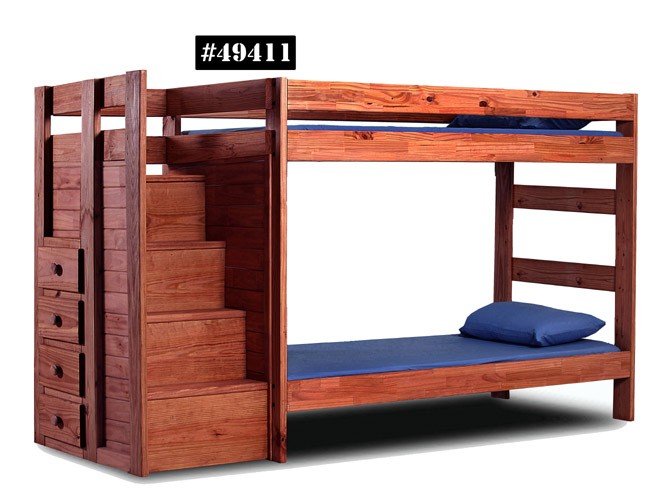 Twin/Twin Staircase Bunk Bed w/Staircase Drawers